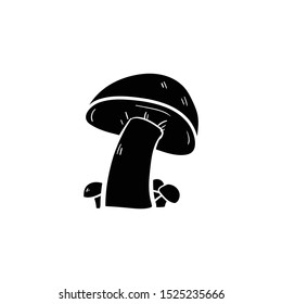 mushroom doodle icon vector hand drawing flat black