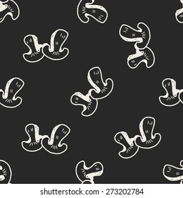 Mushroom doodle seamless pattern background