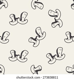 Mushroom doodle seamless pattern background