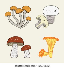 mushroom doodle set