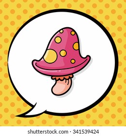 mushroom doodle, speech bubble