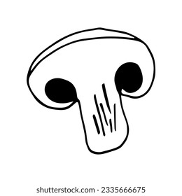 Mushroom in doodle style in a cut. Vector illustration.