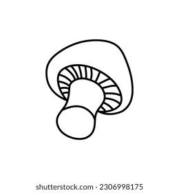 Mushroom  Doodle vector illustration. Single hand drawn element isolated on white background. For greeting cards, posters, stickers and seasonal designs.