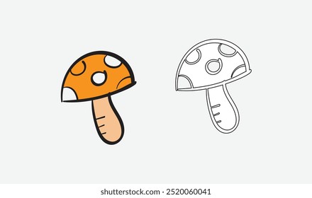 mushroom drawing coloring book children isolated mushroom icon vector illustration template