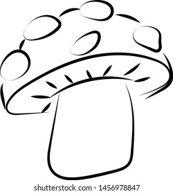 Mushroom drawing, illustration, vector on white background.