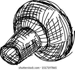 Mushroom drawing, illustration, vector on white background.