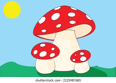 mushroom drawing vector art plants