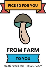 A mushroom is drawn with a smile on its face