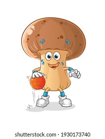 mushroom dribble basketball character. cartoon mascot vector