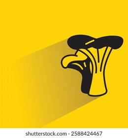 mushroom with drop shadow on yellow background