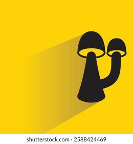 mushroom with drop shadow on yellow background