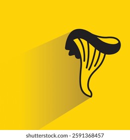 mushroom with drop shadow on yellow background