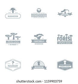 Mushroom edge logo set. Simple set of 9 mushroom edge vector logo for web isolated on white background