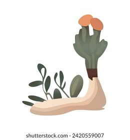 Elemento champiñón de conjunto colorido. Esta obra de arte combina a la perfección un hongo como elemento natural en un diseño de dibujos animados juguetón. Ilustración vectorial.