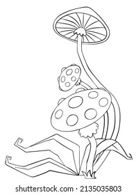 Mushroom. Element for coloring page. Cartoon style.
