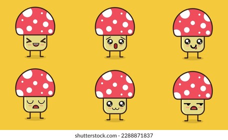 A mushroom emoticon illustration is a collection of digital images depicting mushrooms with various expressions. Each mushroom expression can be used to convey a different message visually.