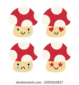 Mushroom Emoticons Graphic Element Illustration