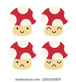 Mushroom Emoticons Graphic Element Illustration