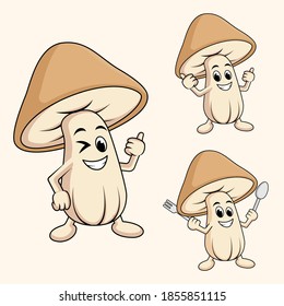 mushroom expression mascot logo vector premium