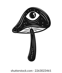 mushroom with eye colorless esoteric icon isolated