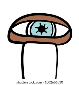 Mushroom eye hand drawn vector illustration in cartoon comic style doodle icon surreal