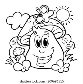 mushroom with a face, vector illustration, circuit