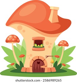 Mushroom fairytale house vector illustration