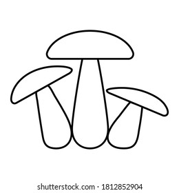 Mushroom family icon three mushrooms, vector sign fungus, champignon