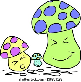 Mushroom family, vector
