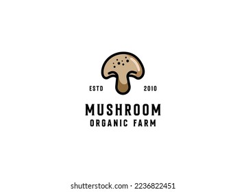 mushroom farm logo vintage vector illustration design, champignon mushroom logo design