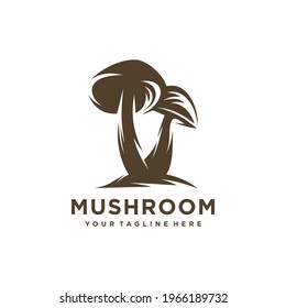 Mushroom Farming Logo vector simple modern agriculture organic food design template