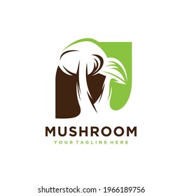 Mushroom Farming Logo vector simple modern agriculture organic food design template