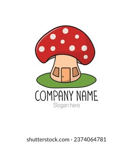 Mushroom Farming Logo vector simple modern agriculture organic food design template