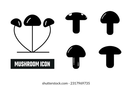 Mushroom Fill Icon Symbol Vector. Black Glyph Mushroom Icon