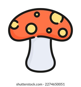 Mushroom filled outline icon. Forest wild mushrooms types. Vector Illustration.