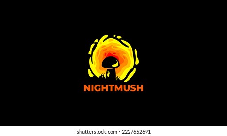 Mushroom fire vector illustration logo Design