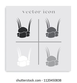 Mushroom flat black and white vector icon.