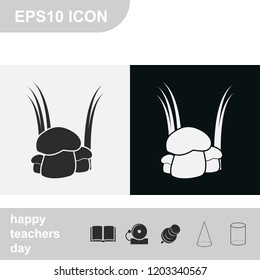 Mushroom flat black and white vector icon.