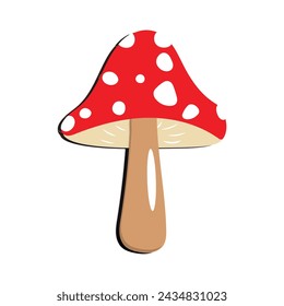 Mushroom flat design cartoon different mushrooms vector illustration, wild mushroom symbol signs, Amanita poisonous. Eps 10