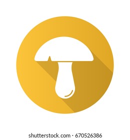 Mushroom flat design long shadow glyph icon. Vector silhouette illustration