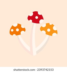 Mushroom Flat Design Vector Art Illustration on Isolated Object. Mushroom Vector Illustration. Autumn Vector Theme Illustration. Autumn Theme Vector Illustration.