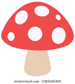 Mushroom flat design vector illustration isolated on white background.