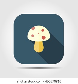 mushroom flat icon with long shadow, vector illustration