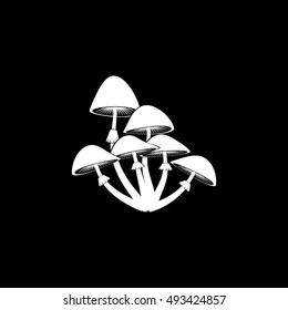 Mushroom Flat Icon On Black Background