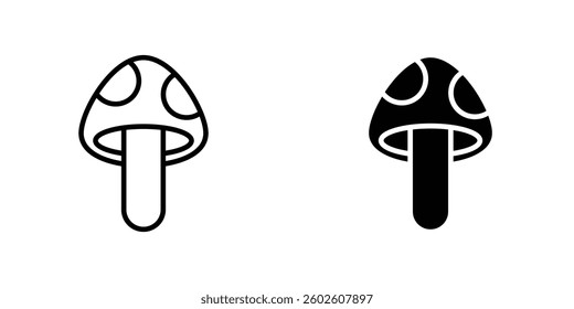 Mushroom flat Icons in line outline and flat solid style on white background