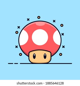 mushroom flat illustration, vector of cute mushroom. can be used for sticker, banner, card, etc.