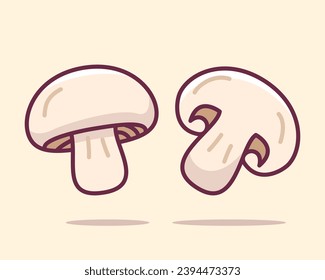 Mushroom Flat Illustration, Vegetable healthy food vector illustration