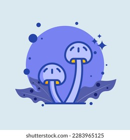 Mushroom flat illustration. Vegetable signs vector illustration.