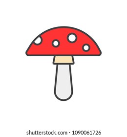 Mushroom flat line colored icon.