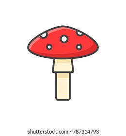 Mushroom flat line colored icon.